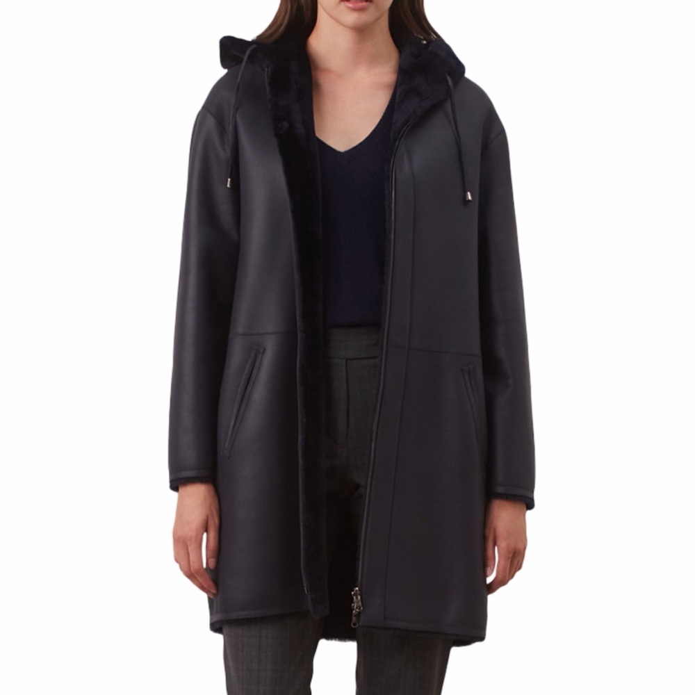 Authentic Gerard Darel Miranda Hooded Leather Coat size 38 FR (USA 6)